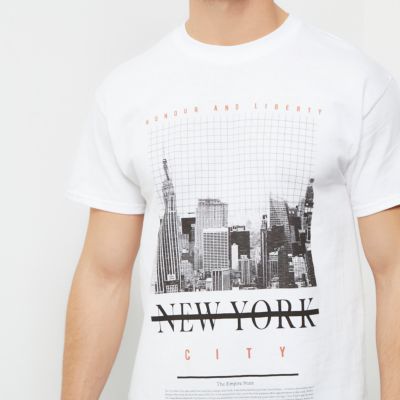 White New York print T-shirt